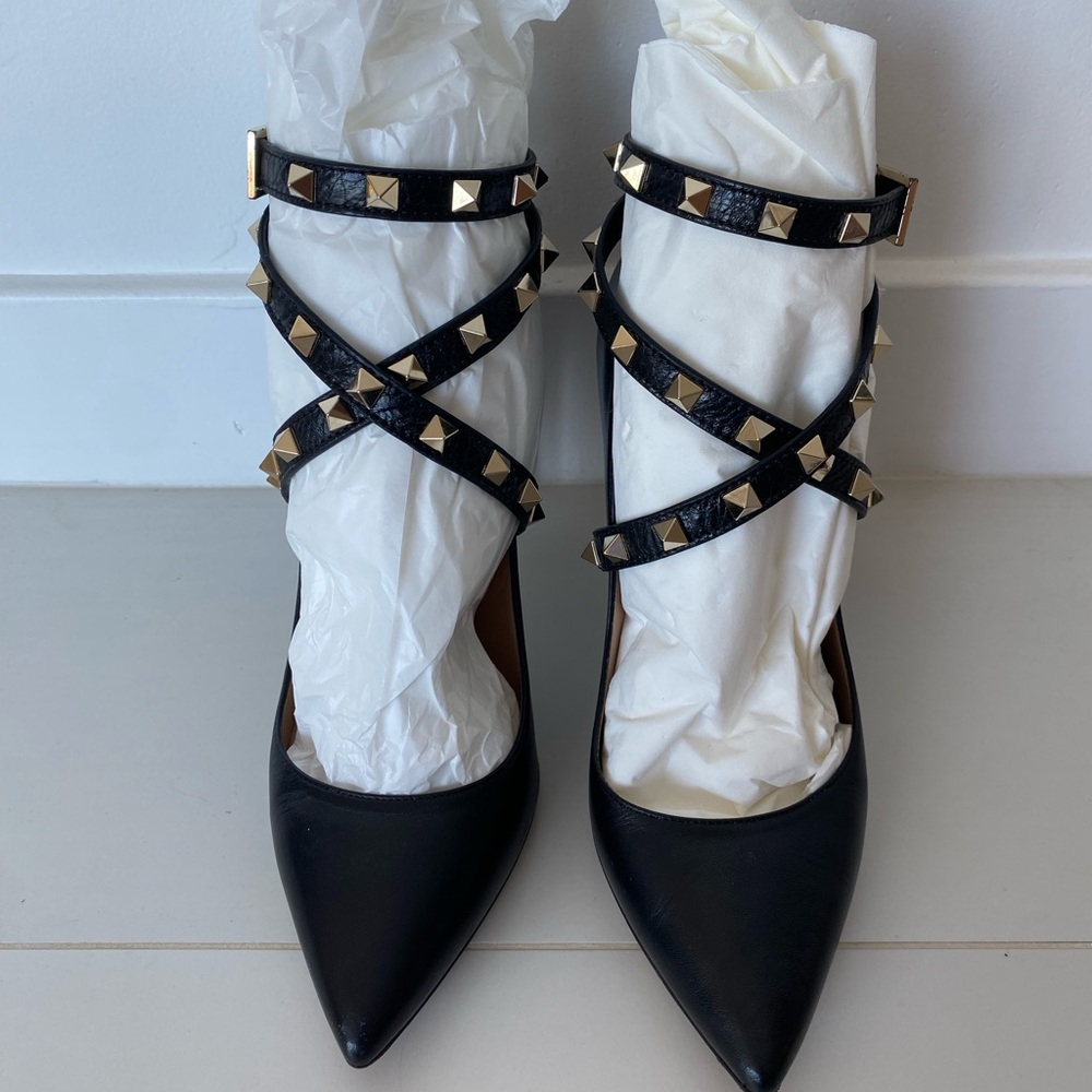 Valentino Rock Studded Black Women's Strappy Heels (100% Authentic)